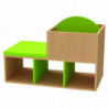 Meuble de rangement scolaire avec assise amenagement intérieur