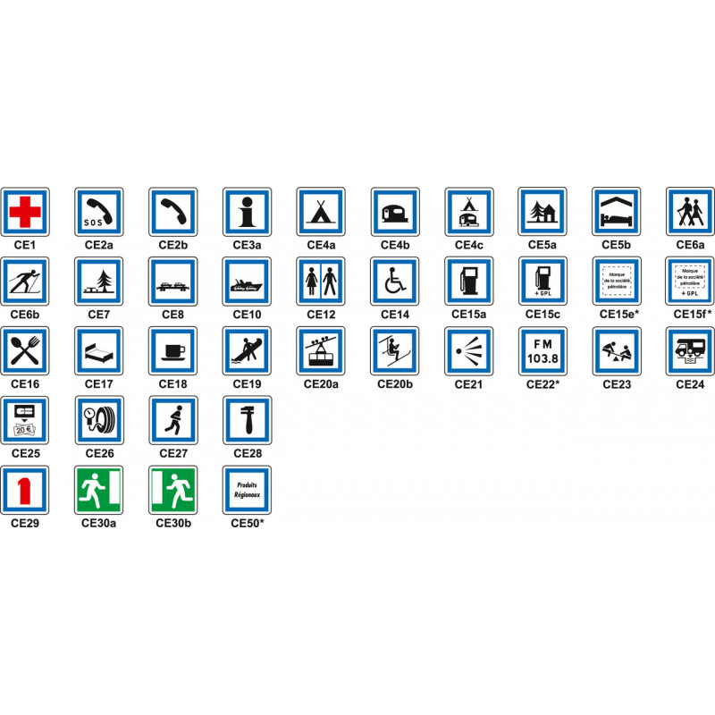 Panneaux de signalisation d'indication Type CE signalisation Panneaux de signalisation d'indication Type CE signalisation