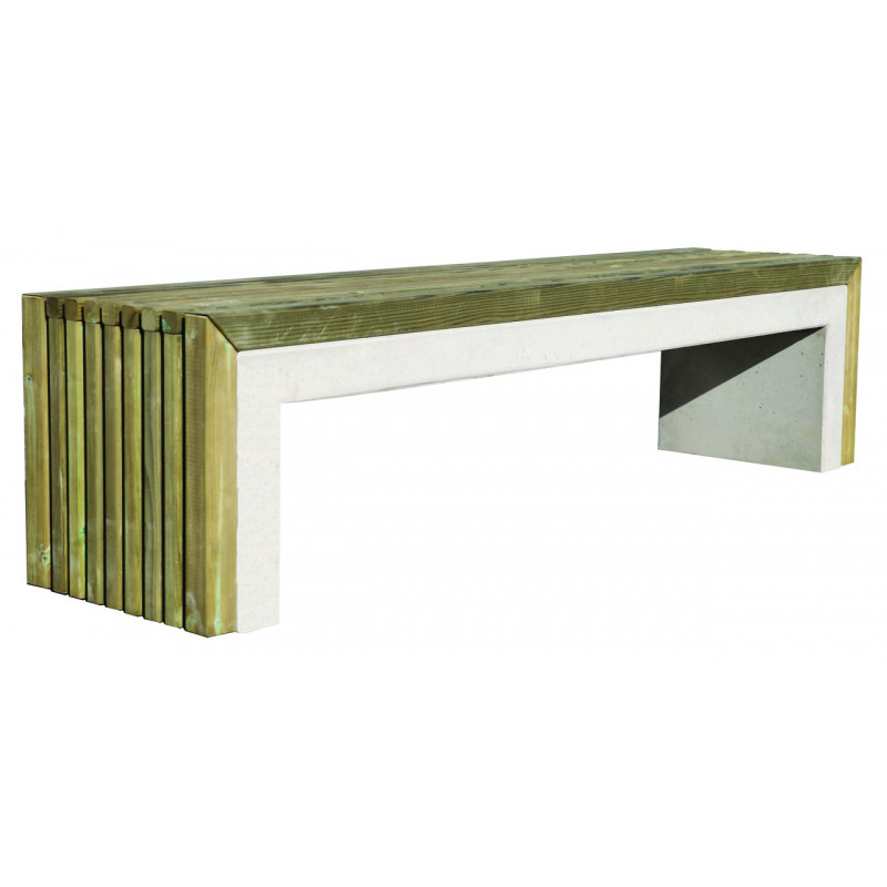 Banquette publique béton et bois Cumin aménagement extérieur