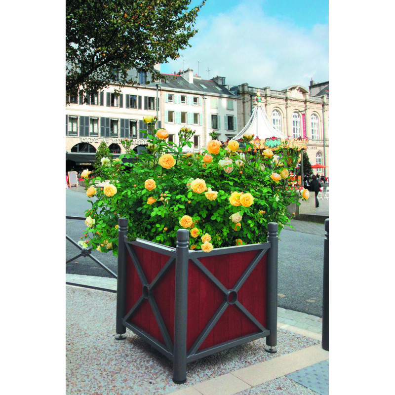 Jardinière urbaine carrée acier et bois Taros aménagement extérieur Jardinière urbaine carrée acier et bois Taros aménagement extérieur