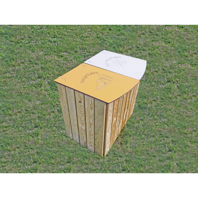 2 tables pique nique Campsis + 1 corbeille de tri Nérium