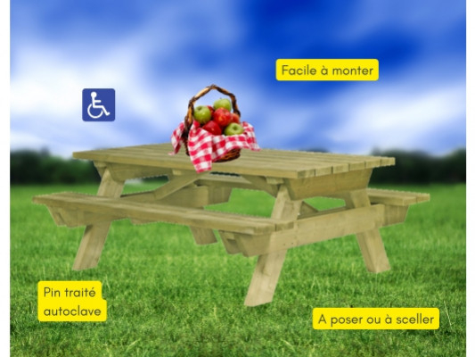 Table de pique-nique bois Callune : montage facile et convivialité garantie !